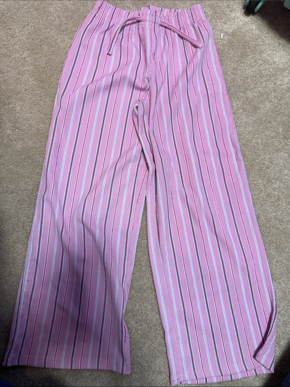 Zara Pink Multi-Stripe Drawstring Joggers